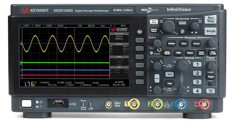 Gli oscilloscopi presentati da RS Components hanno frequenza di campionamento di 1 GSa/s per canale