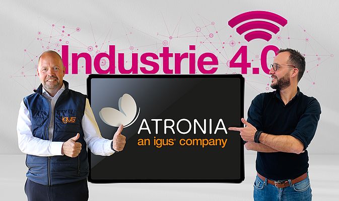 Michael Blass, Geschäftsführer igus e-kettensysteme (l.), und Carlos Alexandre Ferreira, Manager bei Atronia Tailored Systems(r.). (Quelle: igus GmbH)