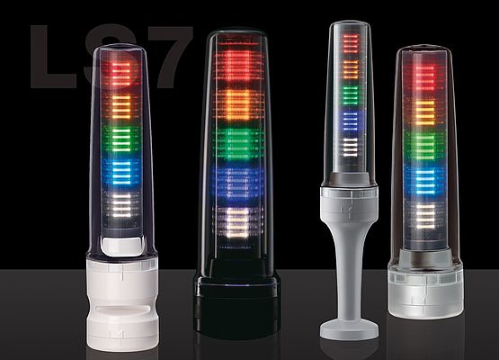 Kann zusätzlich mit einem akustischen Buzzer ausgerüstet werden: Der LED-Signalturm LS7 mit seinem eleganten Design