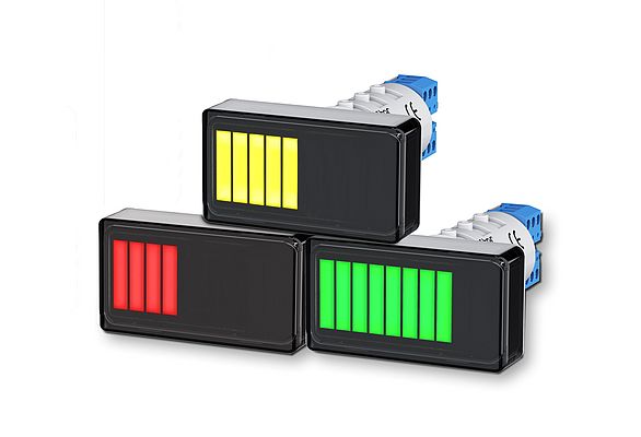 Das ITP15-M ist ein dreifarbiges LED-Balkenanzeigegerät mit 10 Segmenten, wobei jedes Segment 10 % der konfigurierten Skala darstellt. Die Schwellenwerte für Farbwechsel sind vom Benutzer programmierbar. Das ITP15-M ist ein dreifarbiges LED-Balkenanzeigegerät mit 10 Segmenten, wobei jedes Segment 10 % der konfigurierten Skala darstellt. Die Schwellenwerte für Farbwechsel sind vom Benutzer programmierbar.