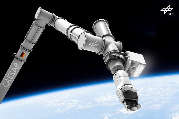Der Roboterarm CAESAR wurde vom DLR entwickelt und dient auf der Außenseite der ISS dazu Serviceaufgaben für wissenschaftliche und technische Experimenten übernehmen. Bild: DLR