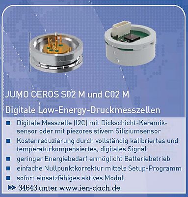 JUMO CEROS S02 M und C02 M Digitale Low-Energy-Druckmesszellen