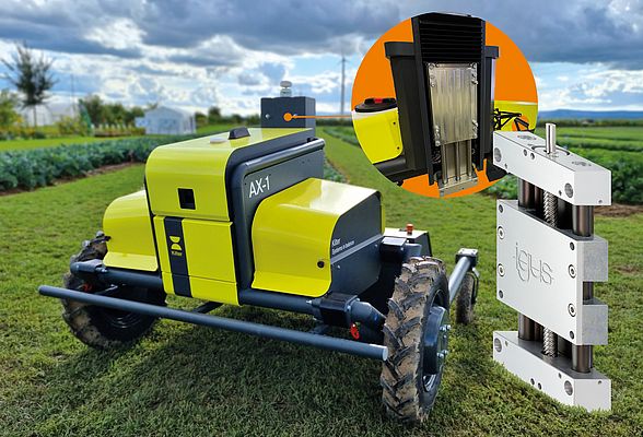 The lightweight and maintenance-free drylin SLW linear system makes it easy to adjust the spray nozzle module to the current plant height. Picture: igus GmbH The lightweight and maintenance-free drylin SLW linear system makes it easy to adjust the spray nozzle module to the current plant height. Picture: igus GmbH