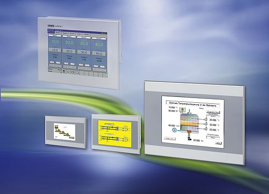 The new operating panels for the measuring, control, and automation system JUMO mTRON T are available with diagonal screen measurements ranging from 3.5" to 15".