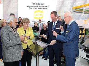 German Chancellor Merkel and Indian Prime Minister Modi visit HARTING’s stand
