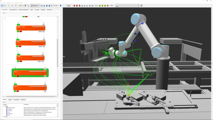 In the 3D simulation environment of ArtiMinds RPS, the application can be tested in advance, checked for collisions and reachability, and individual processes such as greasing and joining can be visualized.
