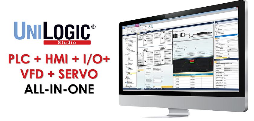 UniLogic®: Slash your Programming Time with All-in-One software for PLC, HMI, VFDs, I/Os & Servo