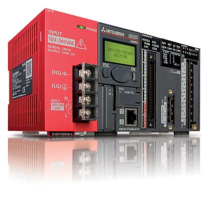 Every MELSEC L series PLC CPU provides 24 I/Os, a 2-channel high speed counter, 2-axis positioning, pulse catch and interrupt functions.