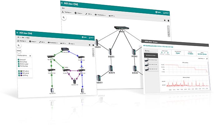 : MXview One: discover and visualize network devices and connections, centralize configuration and manage firmware. Picture: Moxa : MXview One: discover and visualize network devices and connections, centralize configuration and manage firmware. Picture: Moxa
