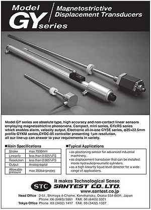 Magnetostrictive Displacement Transducers Model GY Series Magnetostrictive Displacement Transducers Model GY Series