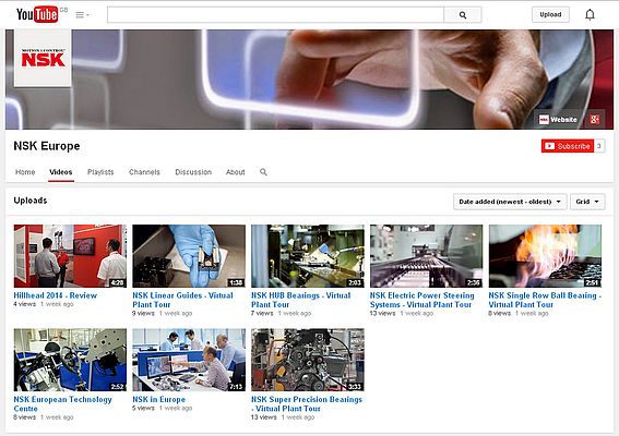NSK Europe lancia il un nuovo canale YouTube per clienti e distributori