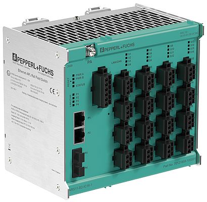 Rail Field Switch for 16 instrument. Connection to the DCS with redundancy selectable via Ethernet or fiber optics.