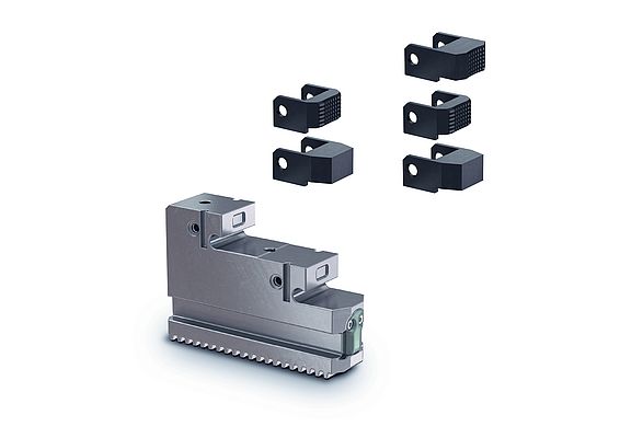 Pour l’ajustement sur différentes pièces, des inserts de serrage interchangeables sont disponibles pour les deux niveaux de serrage