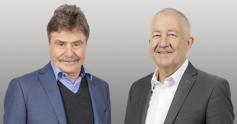 Karl-Walter Braun, Verwaltungsratspräsident (links) und Eugen Elmiger, CEO maxon Group. Copyright: 2022 maxon