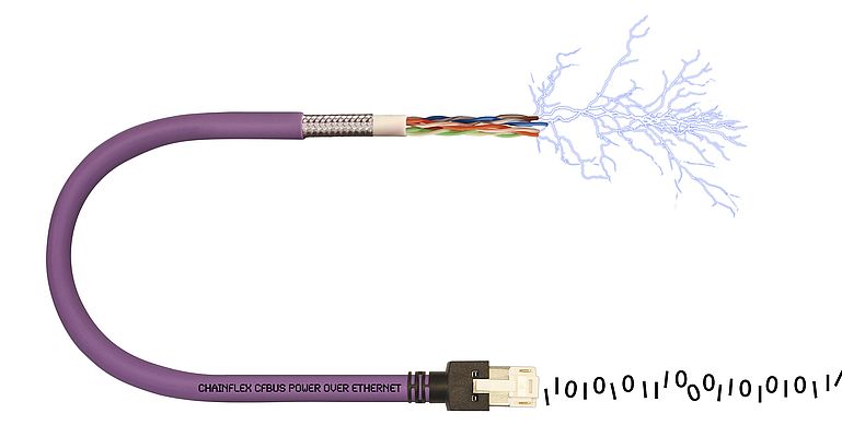 Die „chainflex“ Power over Ethernet-Leitung ist jetzt mit 300 V UL-Zulassung verfügbar.