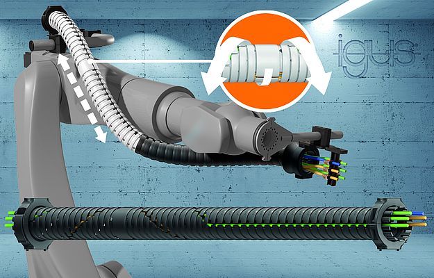 Energieführung für die 3D-Bewegung am Roboter