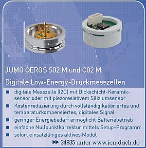JUMO CEROS S02 M und C02 M: Digitale Low-Energy-Druckmesszellen