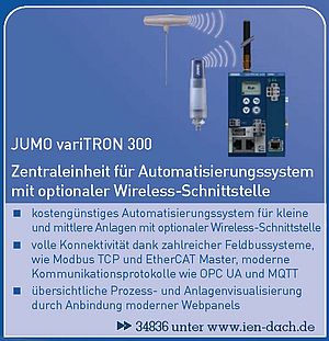 JUMO variTRON 300: Zentraleinheit für Automatisierungssystem mit optionaler Wireless-Schnittstelle
