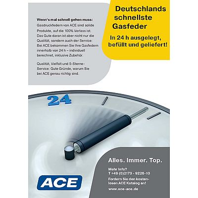 Deutschlands schnellste Gasfeder - In 24 h ausgelegt, befüllt und geliefert!
