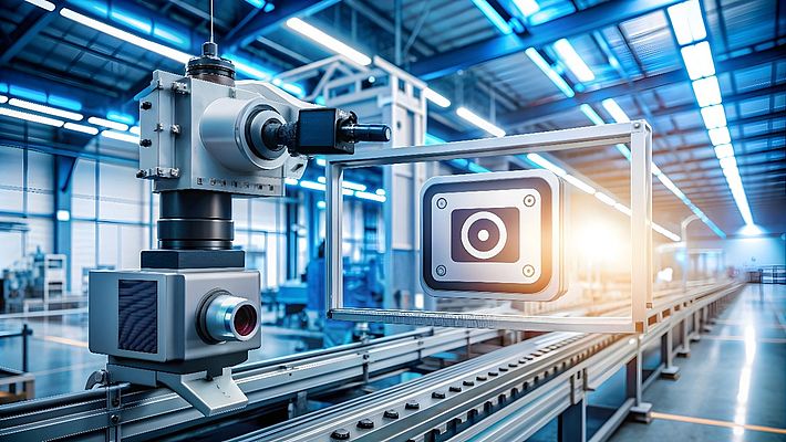 Konzept eines KI-gestützten industriellen optischen Inspektionssystems mit hochauflösenden Machine-Vision-Kameras. Bild: Freepik