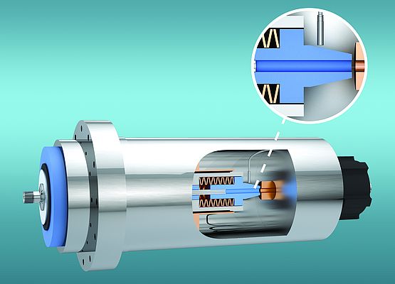 Ein Einsatzgebiet der induktiven Smart-Sensoren ist die Überwachung der Spindelposition in CNCBearbeitungszentren. Bild: Contrinex Sensor GmbH