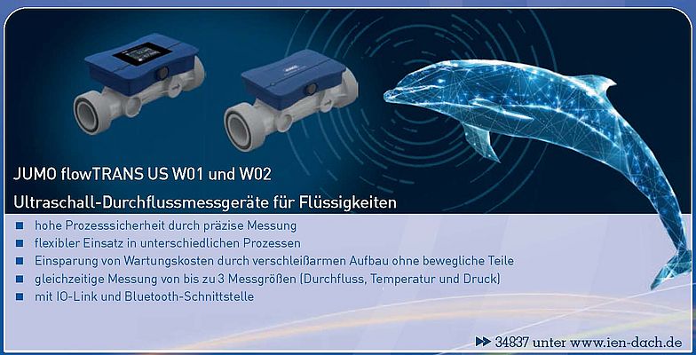 JUMO flowTRANS US W01 und W02: Ultraschall-Durchflussmessgeräte für Flüssigkeiten