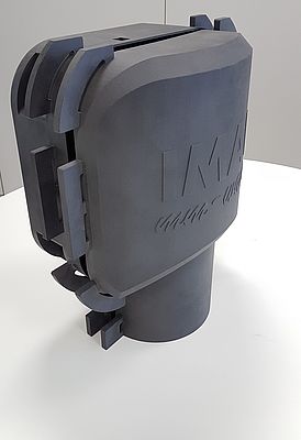 Die von CRP Technology hergestellte Box für den Sensor von IMAL im 3D-Druck mit dem Verbundwerkstoff Windform® XT 2.0