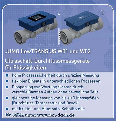 JUMO flowTRANS US W01 und W02 Ultraschall-Durchflussmessgeräte für Flüssigkeiten