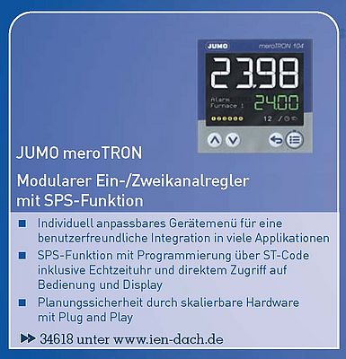 JUMO meroTRON: Modularer Ein-/Zweikanalregler mit SPS-Funktion