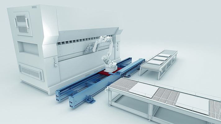 Die siebte Achse vereint die Vorteile von Roboter sowie Linearsystem und eröffnet so neue Effizienzpotenziale. Bild: Rollon