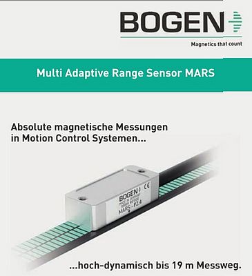 Multi Adaptive Range Sensor MARS: Absolute magnetische Messungen in Motion Control Systemen, hoch-dynamisch bis 19 m Messweg