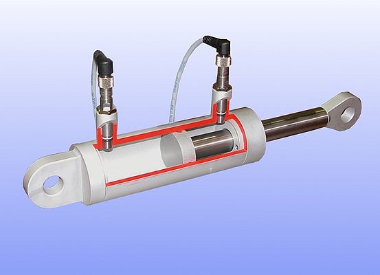 Induktive Sensoren eignen sich besonders für den Einsatz in Hydraulikzylindern.