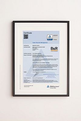 TÜV Rheinland, B&R'nın geliştirme süreçlerinin en yüksek güvenlik standartlarını karşıladığını doğruladı. Yazılım geliştirme, "Olgunluk Seviyesi 3" sertifikasına bile layık görüldü. (Görsel: B&R)