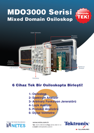 Netes; MDO3000 Serisi Mixed Domain Osiloskop Dünyada Tek!