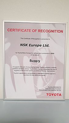 Toyota'dan NSK'ye iki tedarikçi ödülü