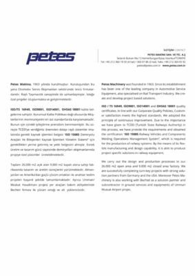 petes; Kuruluşu 1963 'dan bu yana Otomotiv Servis Ekipmanları sektöründe öncü firmalardandır.