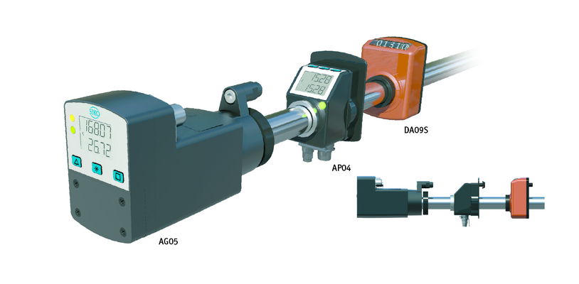 Position indicators and actuating drives fit on the same axis diameter