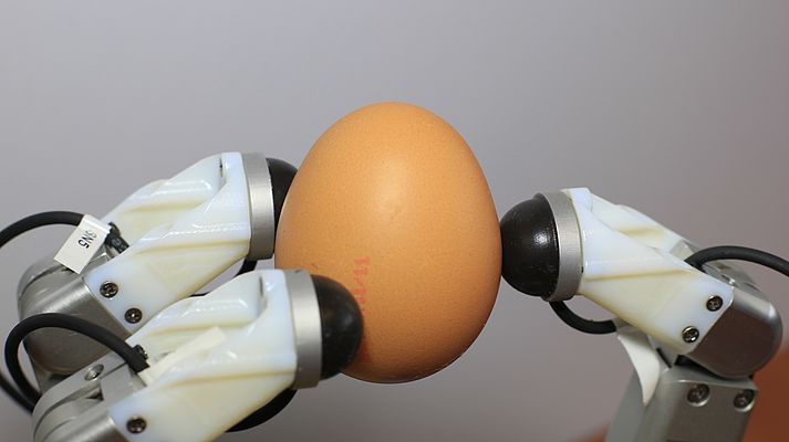 Optoforce robotic arms are able to safely grip eggs or lightbulbs by automatically adjusting to their weight, texture and delicate composition