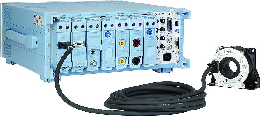 The Yokogawa WT5000 with built-in DC power supply, enables easy wiring with reliable high-precision, large-current measurements
