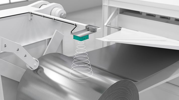 Material monitoring on a metal coil is used to track material consumption status. Picture: Pepperl+Fuchs