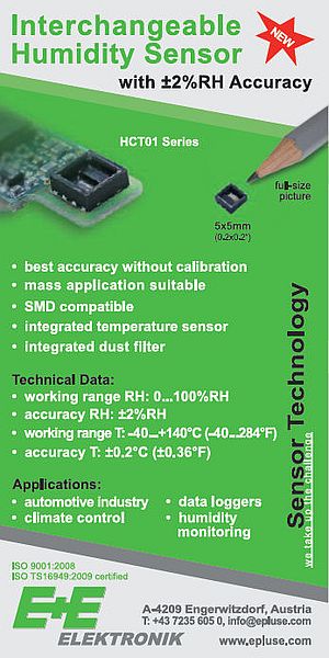 Interchangeable humidity sensor, HCT01 series