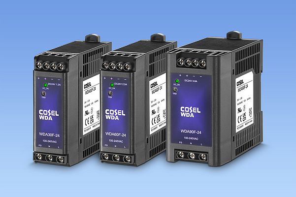 COSEL’s compact low profile 30W, 60W and 90W Din-Rail AC/DC power supplies
