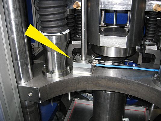 Clamping elements called ACE-LOCKED of type PN prevent lowering of the pistons in the upper and lower die plates of the press during stopped periods at weekends or public holidays.