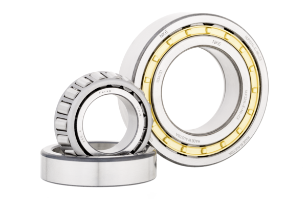 Cylindrical roller bearing from NKE and taper roller bearing from Fersa.