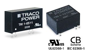 High-Isolation 1 Watt DC/DC Converters with 480 VAC Isolation Voltage TRI 1 Series