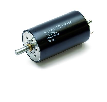 This drive, which has a diameter of 40 millimeters, provides 150 W of power. It is equipped with graphite brushes and the ironless maxon winding, and has no cogging torque.