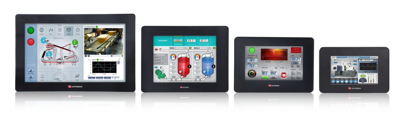 Different sizes of the UniStream All-in-one PLC and HMI