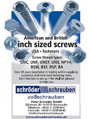 American and British inch sized screws