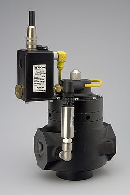 Proportional valve with 2nd feedback as closed regulator circuit with a flow-rate booster