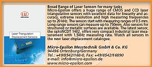 Laser displacement sensors catalogue